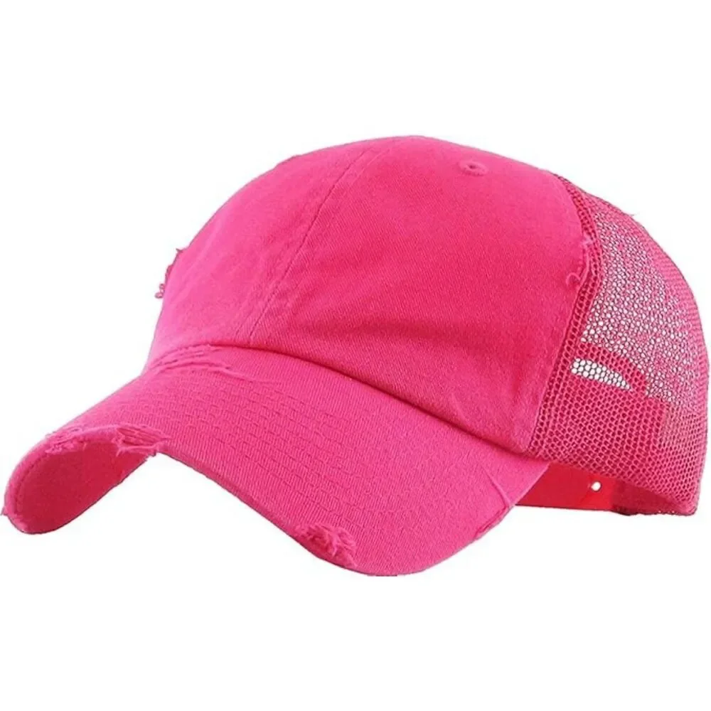 Women's Hot Pink Mesh Back Adjustable Size Classic Comfortable Baseball Cap